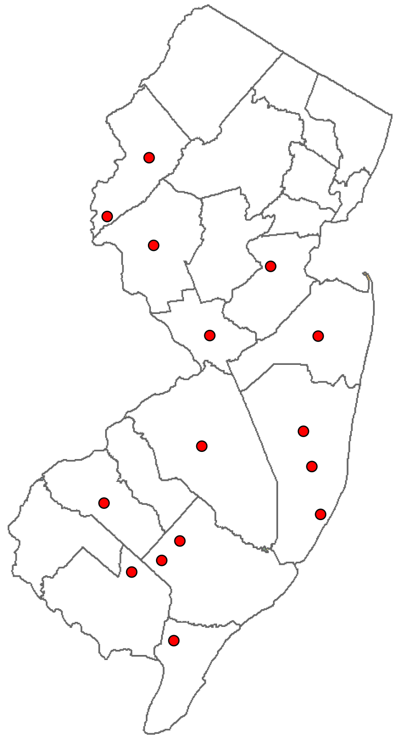 New Jersey – counties with GRB present