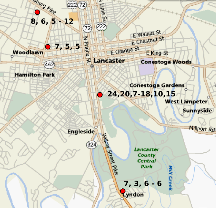 GRB captures in Lancaster, PA 2006 – 2008 and 2014 – 2016